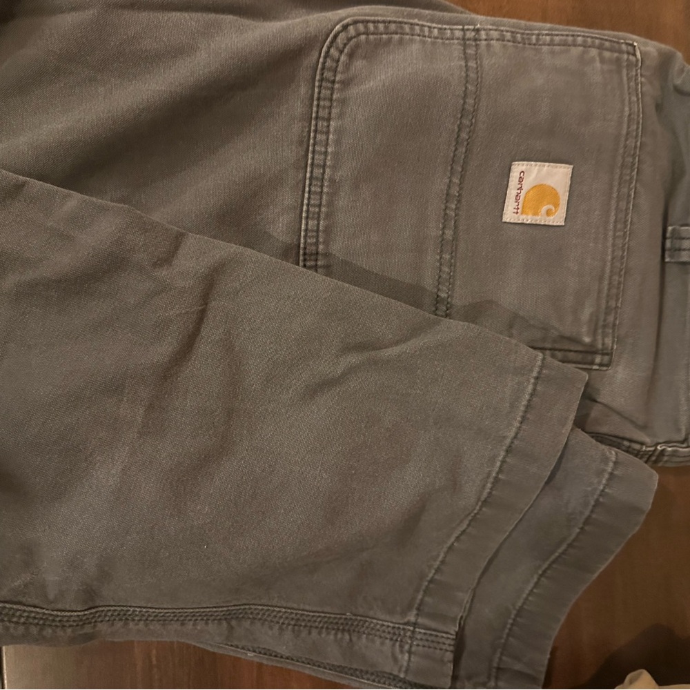 Carhartt Relaxed Fit Pants in Charcoal Gray with Logo Label